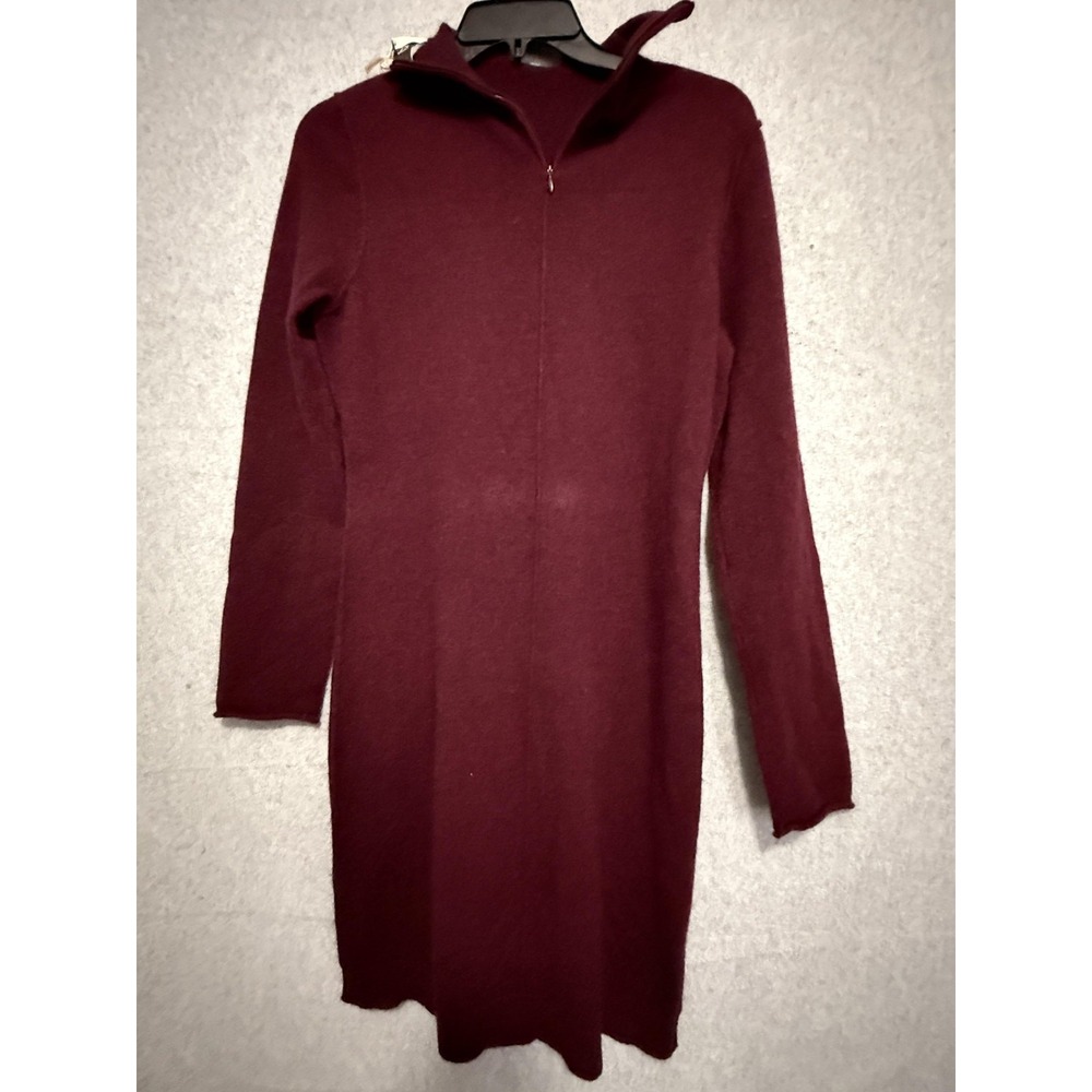 Qi Cashmere Sweater Dress Womens Medium Red 100% Cashmere Mock Neck Knee Length‎